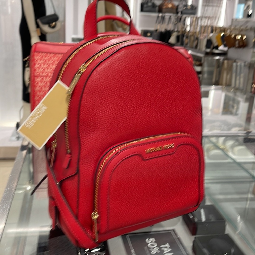Michael Kors Jaycee Medium Pebbled Leather Backpack
Bright Red NWT